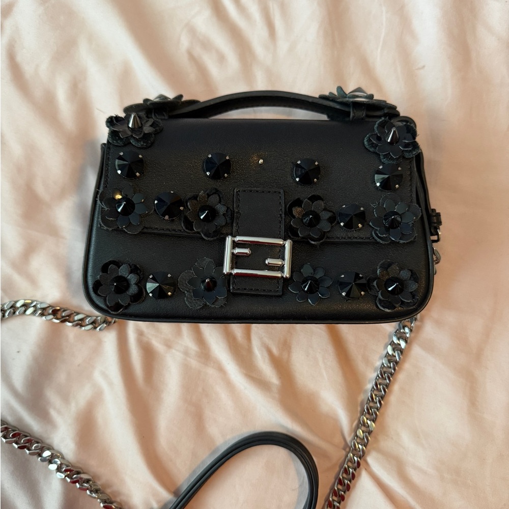 Fendi Black/Navy Leather Double Micro Baguette Crossbody - Picture 2 of 5